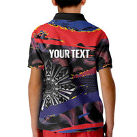 Philippines Sun Tattoo Kid Polo Shirt Feathers Filipinas Grunge Style Black LT14 - Polynesian Pride