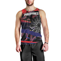 Philippines Sun Tattoo Men Tank Top Feathers Filipinas Grunge Style Black LT14 - Polynesian Pride