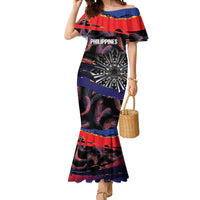 Philippines Sun Tattoo Mermaid Dress Feathers Filipinas Grunge Style Black LT14 Women Black - Polynesian Pride