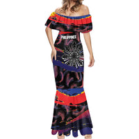 Philippines Sun Tattoo Mermaid Dress Feathers Filipinas Grunge Style Black LT14 - Polynesian Pride