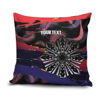 Philippines Sun Tattoo Pillow Cover Feathers Filipinas Grunge Style Black LT14 Black - Polynesian Pride
