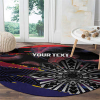 Philippines Sun Tattoo Round Carpet Feathers Filipinas Grunge Style Black LT14 - Polynesian Pride