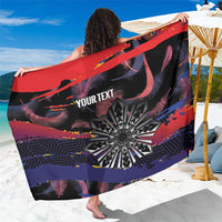 Philippines Sun Tattoo Sarong Feathers Filipinas Grunge Style Black LT14 One Size 44 x 66 inches Black - Polynesian Pride