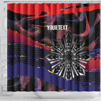 Philippines Sun Tattoo Shower Curtain Feathers Filipinas Grunge Style Black LT14 - Polynesian Pride