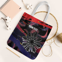 Philippines Sun Tattoo Tote Bag Feathers Filipinas Grunge Style Black LT14 White Strap One Size Black - Polynesian Pride