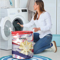 Philippines Sun Tattoo Laundry Basket Feathers Filipinas Grunge Style White LT14 - Polynesian Pride