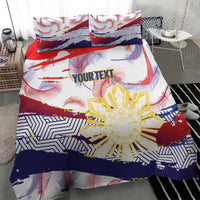 Philippines Sun Tattoo Bedding Set Feathers Filipinas Grunge Style White LT14 - Polynesian Pride