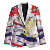 Philippines Sun Tattoo Blazer Feathers Filipinas Grunge Style White LT14 Unisex White - Polynesian Pride