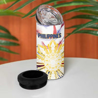 Philippines Sun Tattoo 4 in 1 Can Cooler Tumbler Feathers Filipinas Grunge Style White LT14 - Polynesian Pride