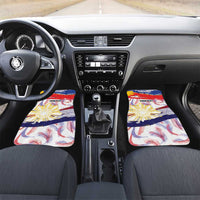 Philippines Sun Tattoo Car Mats Feathers Filipinas Grunge Style White LT14 Set 2pcs - Front White - Polynesian Pride