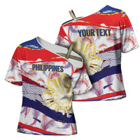 Philippines Sun Tattoo Cross Shoulder Shirt Feathers Filipinas Grunge Style White LT14 - Polynesian Pride
