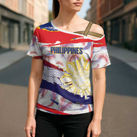 Philippines Sun Tattoo Cross Shoulder Shirt Feathers Filipinas Grunge Style White LT14 - Polynesian Pride