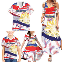 Philippines Sun Tattoo Family Matching Summer Maxi Dress and Hawaiian Shirt Feathers Filipinas Grunge Style White