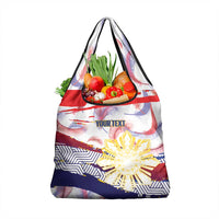 Philippines Sun Tattoo Grocery Bag Feathers Filipinas Grunge Style White