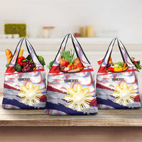 Philippines Sun Tattoo Grocery Bag Feathers Filipinas Grunge Style White