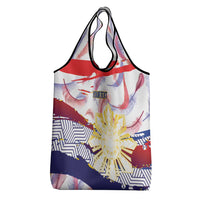 Philippines Sun Tattoo Grocery Bag Feathers Filipinas Grunge Style White