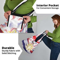 Philippines Sun Tattoo Grocery Bag Feathers Filipinas Grunge Style White