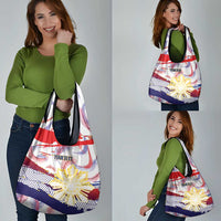 Philippines Sun Tattoo Grocery Bag Feathers Filipinas Grunge Style White