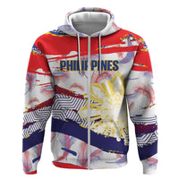 Philippines Sun Tattoo Hoodie Feathers Filipinas Grunge Style White LT14 Zip Hoodie White - Polynesian Pride