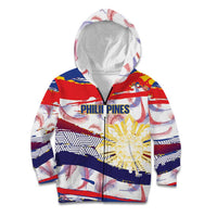 Philippines Sun Tattoo Kid Hoodie Feathers Filipinas Grunge Style White LT14 Zip Hoodie White - Polynesian Pride