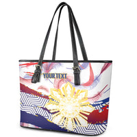 Philippines Sun Tattoo Leather Tote Bag Feathers Filipinas Grunge Style White LT14 - Polynesian Pride