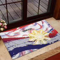 Philippines Sun Tattoo Rubber Doormat Feathers Filipinas Grunge Style White LT14 - Polynesian Pride