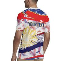 Philippines Sun Tattoo Rugby Jersey Feathers Filipinas Grunge Style White LT14 - Polynesian Pride