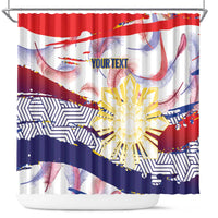 Philippines Sun Tattoo Shower Curtain Feathers Filipinas Grunge Style White LT14 White - Polynesian Pride