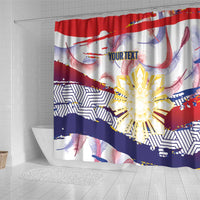 Philippines Sun Tattoo Shower Curtain Feathers Filipinas Grunge Style White LT14 - Polynesian Pride