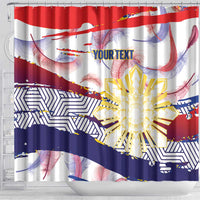 Philippines Sun Tattoo Shower Curtain Feathers Filipinas Grunge Style White LT14 - Polynesian Pride