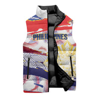 Philippines Sun Tattoo Sleeveless Puffer Jacket Feathers Filipinas Grunge Style White LT14 - Polynesian Pride