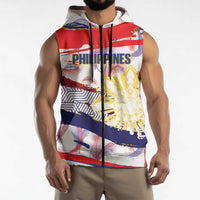 Philippines Sun Tattoo Sleeveless Zip Hoodie Feathers Filipinas Grunge Style White LT14 - Polynesian Pride