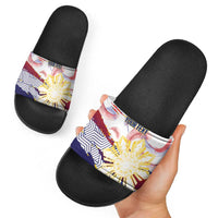 Philippines Sun Tattoo Slide Sandals Feathers Filipinas Grunge Style White LT14 - Polynesian Pride