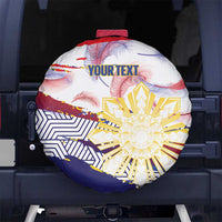 Philippines Sun Tattoo Spare Tire Cover Feathers Filipinas Grunge Style White LT14 No hole White - Polynesian Pride