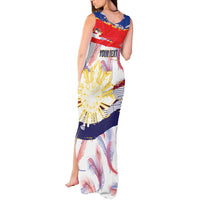 Philippines Sun Tattoo Tank Maxi Dress Feathers Filipinas Grunge Style White LT14 - Polynesian Pride