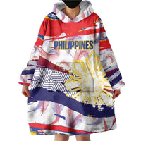 Philippines Sun Tattoo Wearable Blanket Hoodie Feathers Filipinas Grunge Style White LT14 - Polynesian Pride