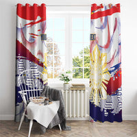 Philippines Sun Tattoo Window Curtain Feathers Filipinas Grunge Style White LT14 - Polynesian Pride