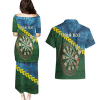 Personalised Solomon Islands Darts Couples Matching Puletasi and Hawaiian Shirt Tropical Leaves Melanesian Pattern LT14 - Polynesian Pride