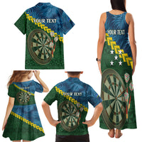 Personalised Solomon Islands Darts Family Matching Tank Maxi Dress and Hawaiian Shirt Tropical Leaves Melanesian Pattern
