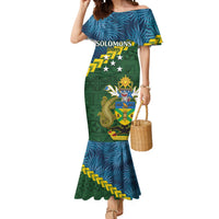 Personalised Solomon Islands Darts Mermaid Dress Tropical Leaves Melanesian Pattern LT14 Women Green - Polynesian Pride