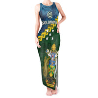 Personalised Solomon Islands Darts Tank Maxi Dress Tropical Leaves Melanesian Pattern LT14 Women Green - Polynesian Pride
