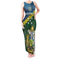 Personalised Solomon Islands Darts Tank Maxi Dress Tropical Leaves Melanesian Pattern LT14 Women Green - Polynesian Pride