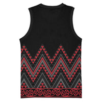 Red Aotearoa Mangopare Kowhaiwhai Niho Taniwha Basketball Jersey Maori New Zealand - Polynesian Pride