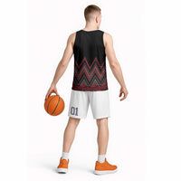Red Aotearoa Mangopare Kowhaiwhai Niho Taniwha Basketball Jersey Maori New Zealand - Polynesian Pride