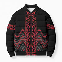 Red Aotearoa Mangopare Kowhaiwhai Niho Taniwha Bomber Puffer Jacket Maori New Zealand - Polynesian Pride