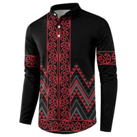 Red Aotearoa Mangopare Kowhaiwhai and Niho Taniwha Button Sweatshirt Maori New Zealand