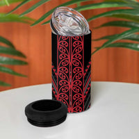Red Aotearoa Mangopare Kowhaiwhai and Niho Taniwha 4 in 1 Can Cooler Tumbler Maori New Zealand