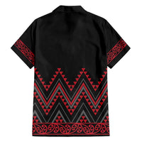 Red Aotearoa Mangopare Kowhaiwhai and Niho Taniwha Family Matching Summer Maxi Dress and Hawaiian Shirt Maori New Zealand