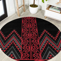 Red Aotearoa Mangopare Kowhaiwhai and Niho Taniwha Round Carpet Maori New Zealand