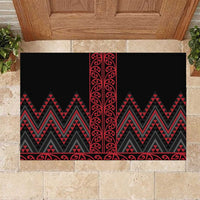 Red Aotearoa Mangopare Kowhaiwhai and Niho Taniwha Rubber Doormat Maori New Zealand